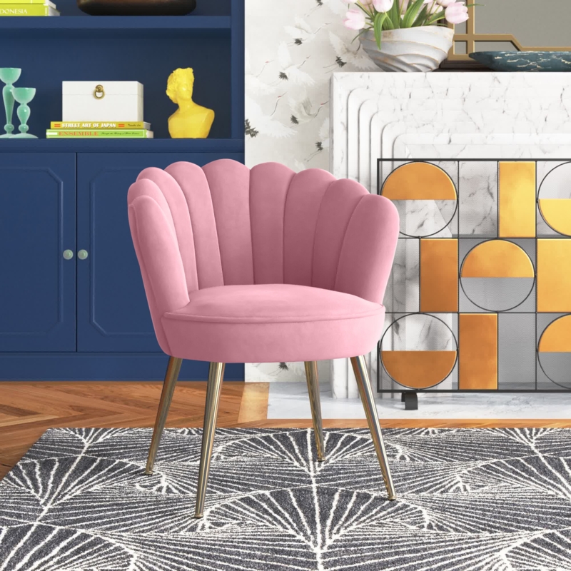 Glam Barrel Chair with Gold-Finished Legs