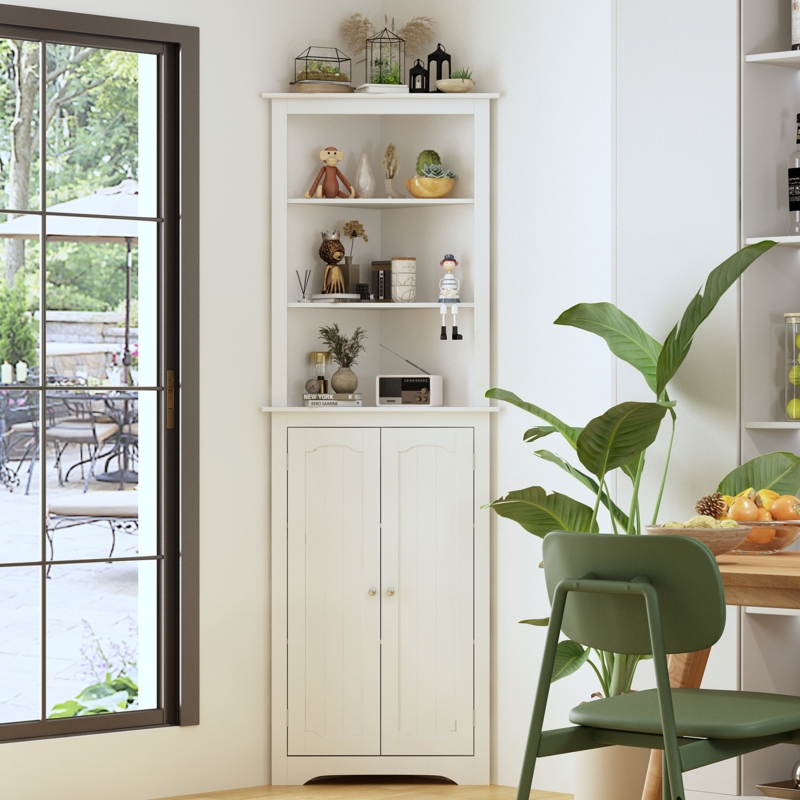 Elegant Corner Locker with Open Shelves