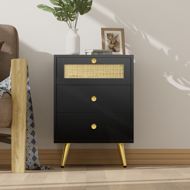 Boho Coastal 3-Drawer Nightstand