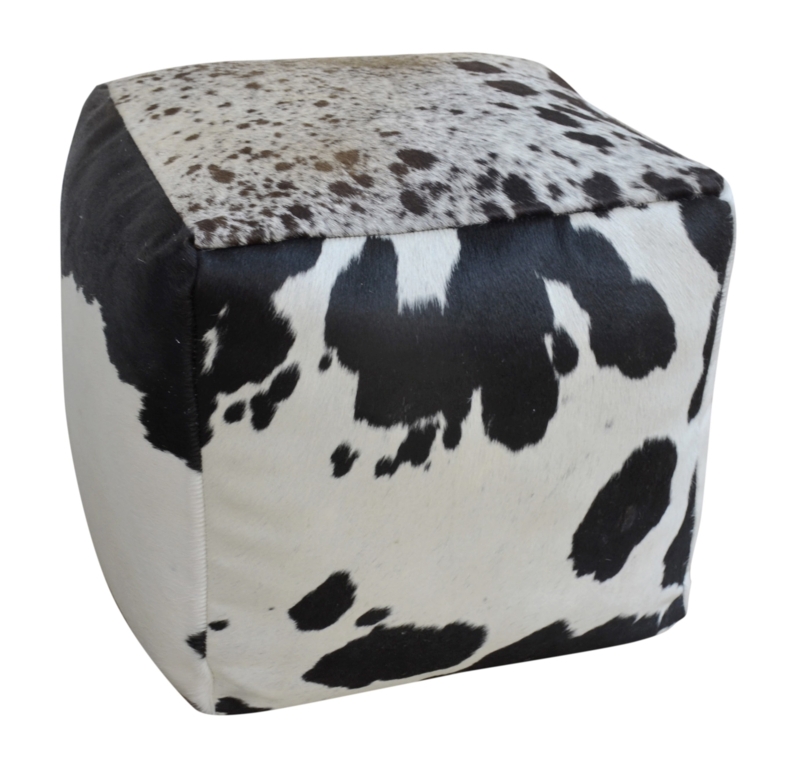 Square Cowhide Pouf