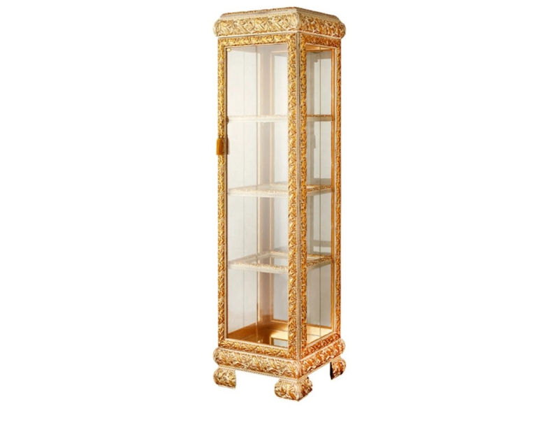 Italian Ivory Gold Single-Door Display Cabinet