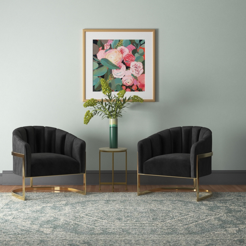 Velvet Barrel Chair with Gold Legs
