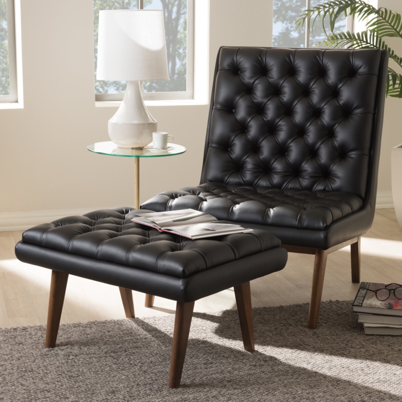 Mid-Century Modern Chair and Ottoman Set