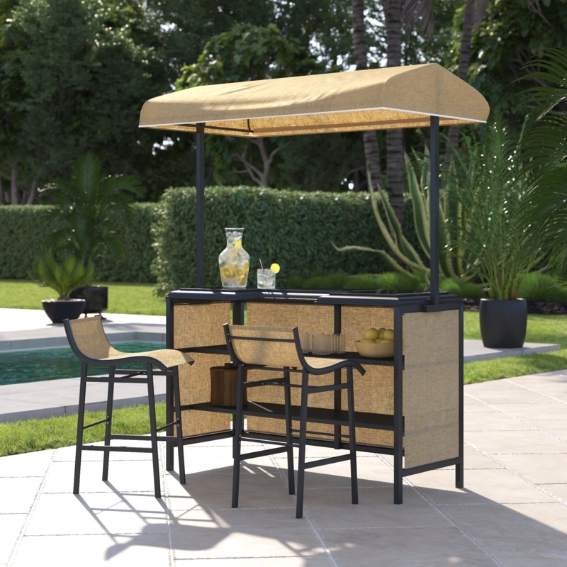 4 Piece Outdoor Bar Set with Canopy