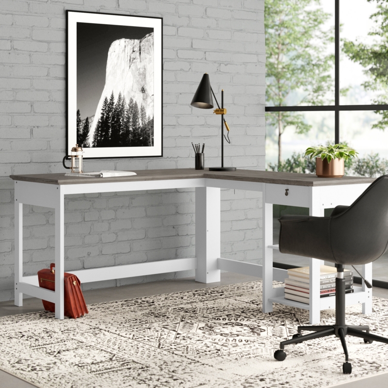 L-Shaped Writing Desk and Hutch Combo
