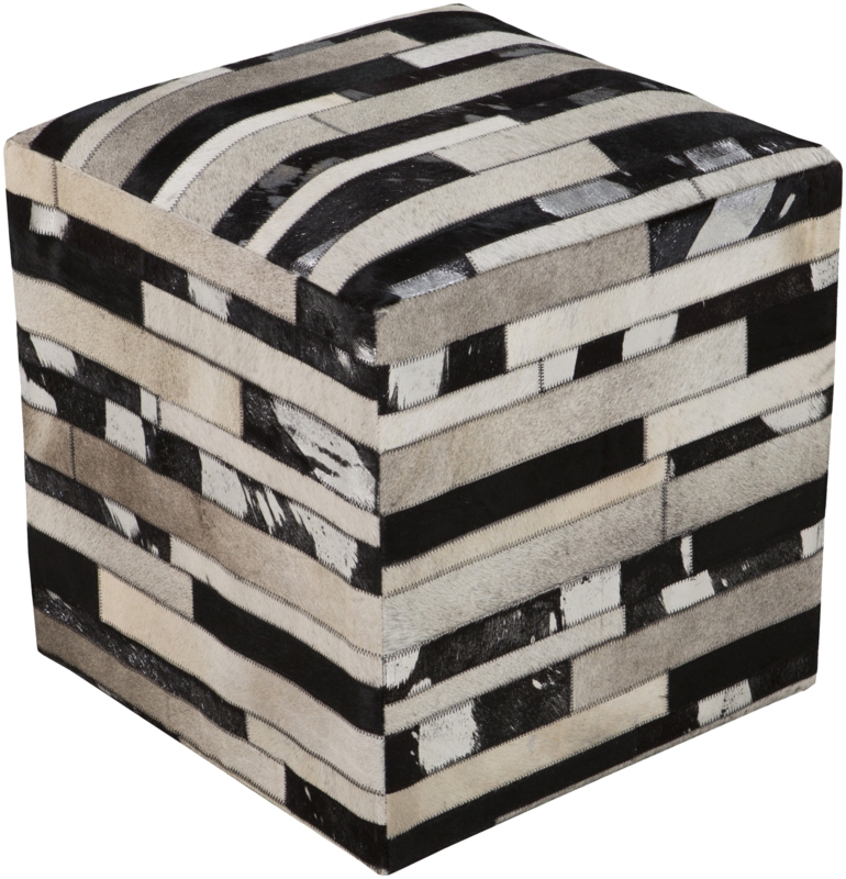 Patchwork Leather Pouf Ottoman