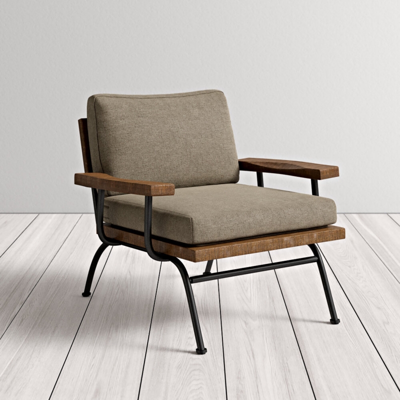 Rustic Armchair with Wide Paneled Arms