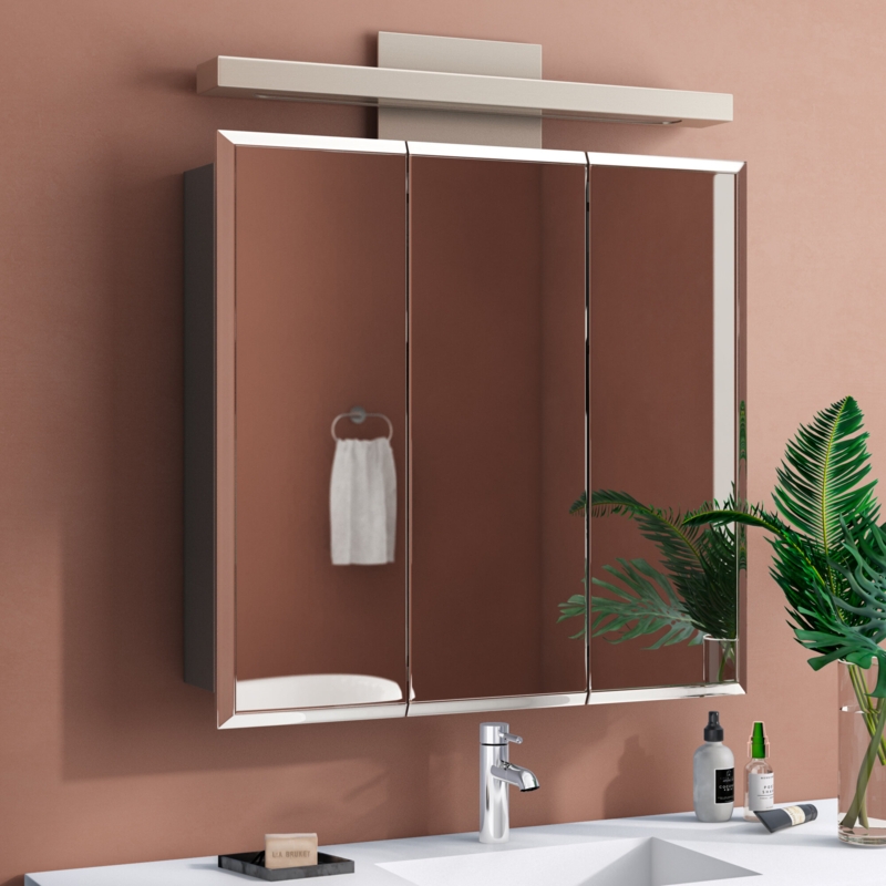 Contemporary Medicine Cabinet with Tri-View Mirrors