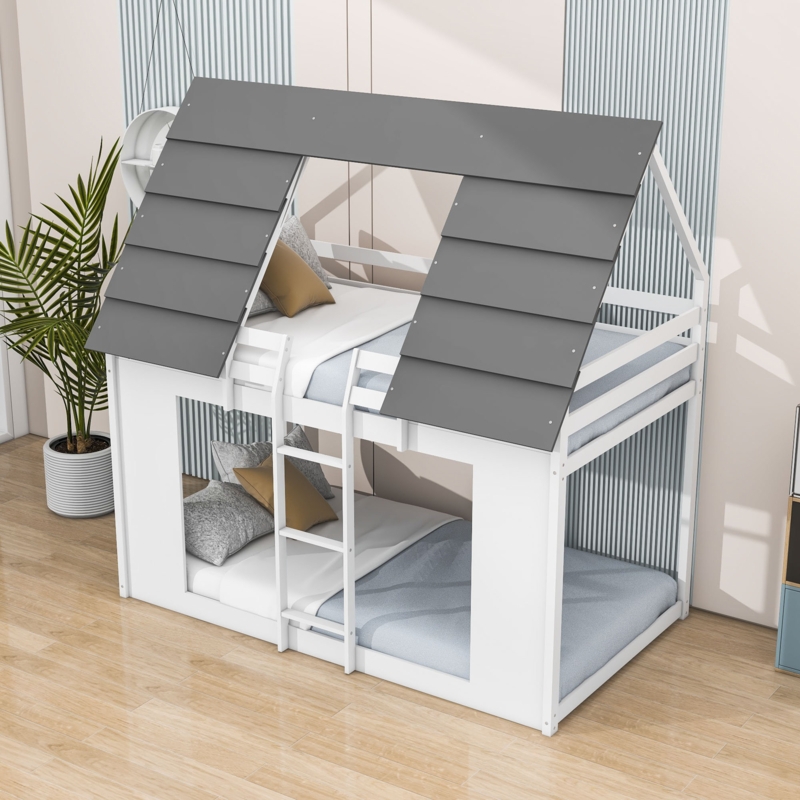 House-Shaped Bunk Bed with Slatted Kit
