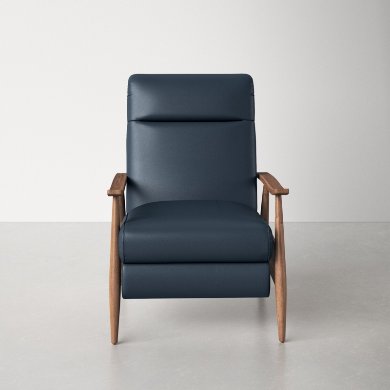 Wood Arm Push-Back Recliner Chair