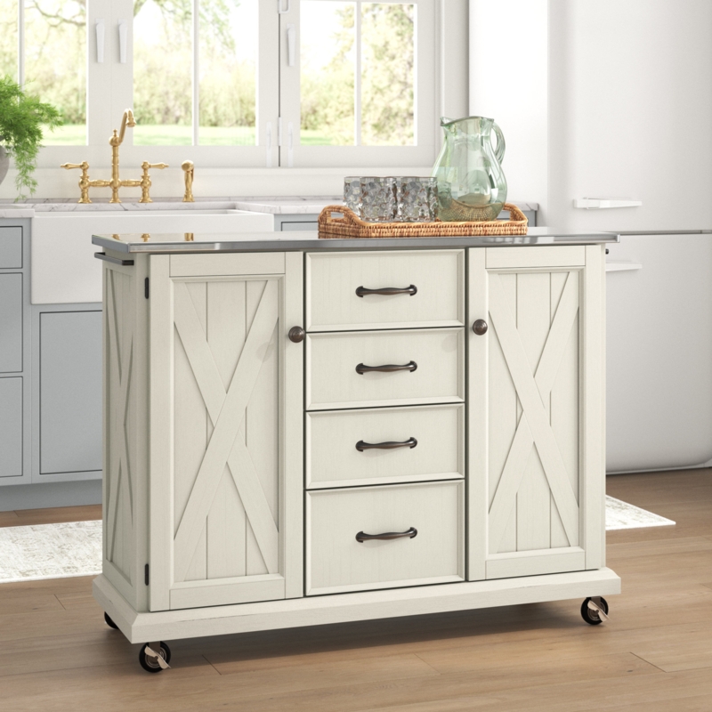 Farmhouse Kitchen Cart with Storage