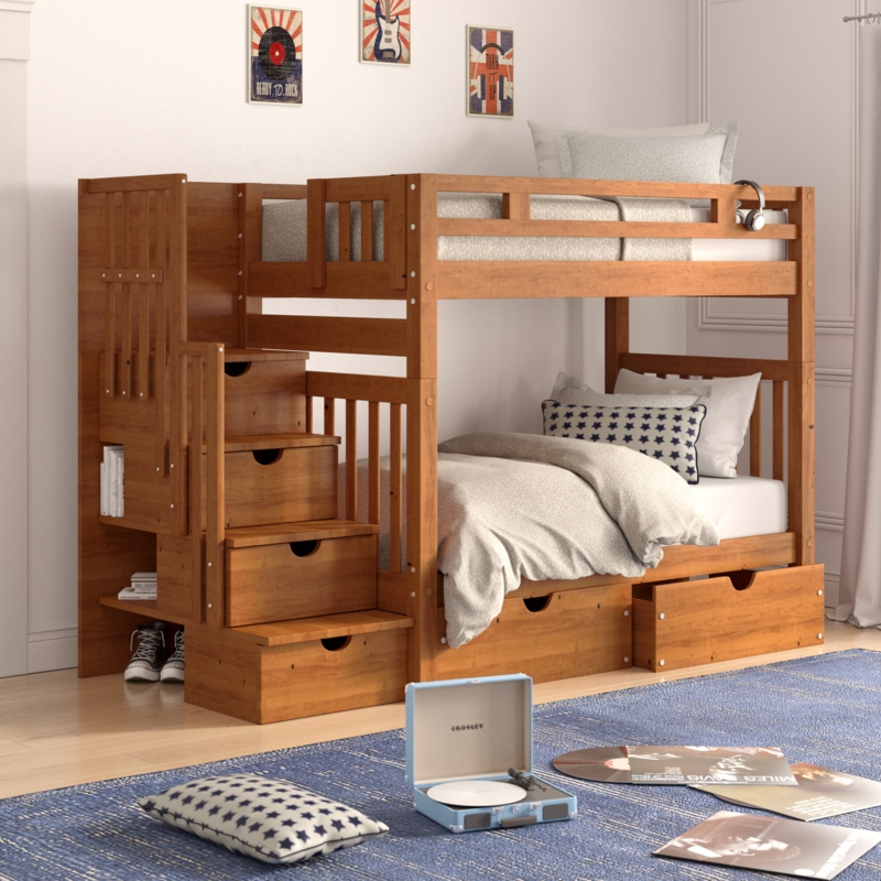 Stylish Loft Bed with Integrated Staircase