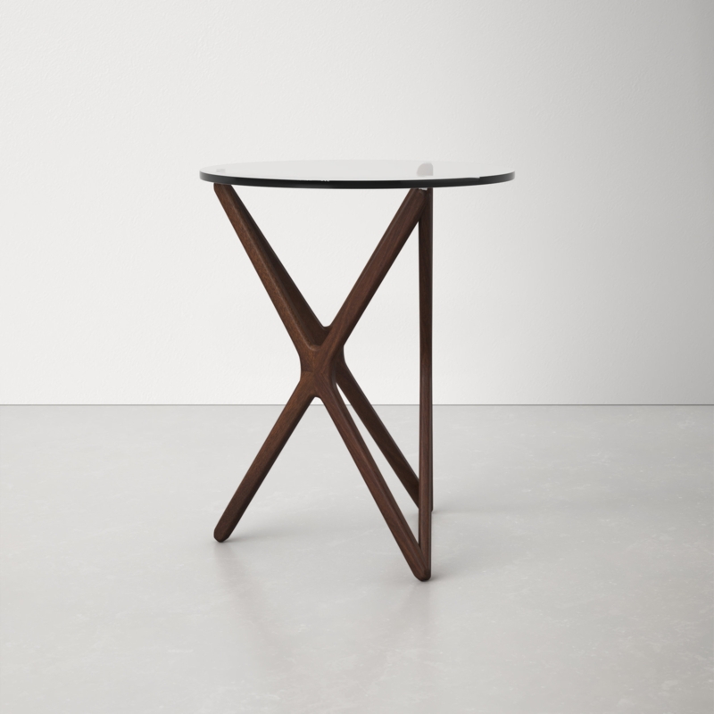 Glass Cross Legs End Table