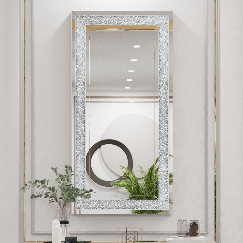 Crushed Diamond Rectangle Glass Wall Mirror