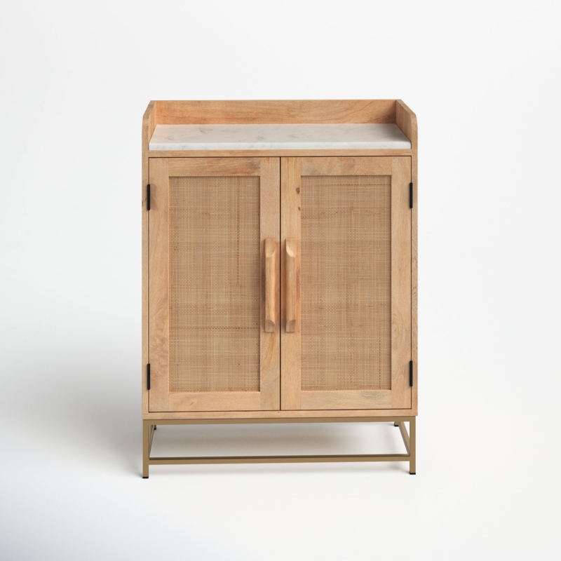 Midcentury Home Bar Cabinet with Marble Top