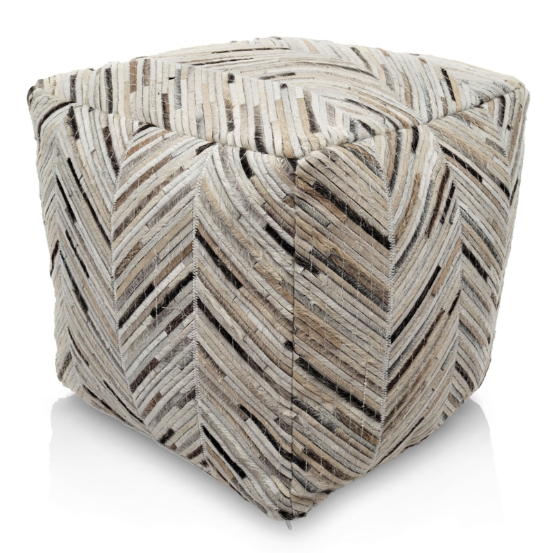Handmade Leather Pouf "Masai Ivory"