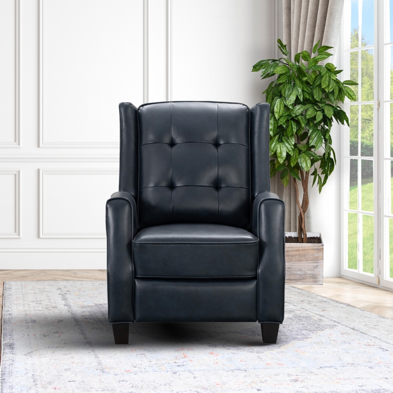 Top Grain Leather Recliner with Nail Head Detailing