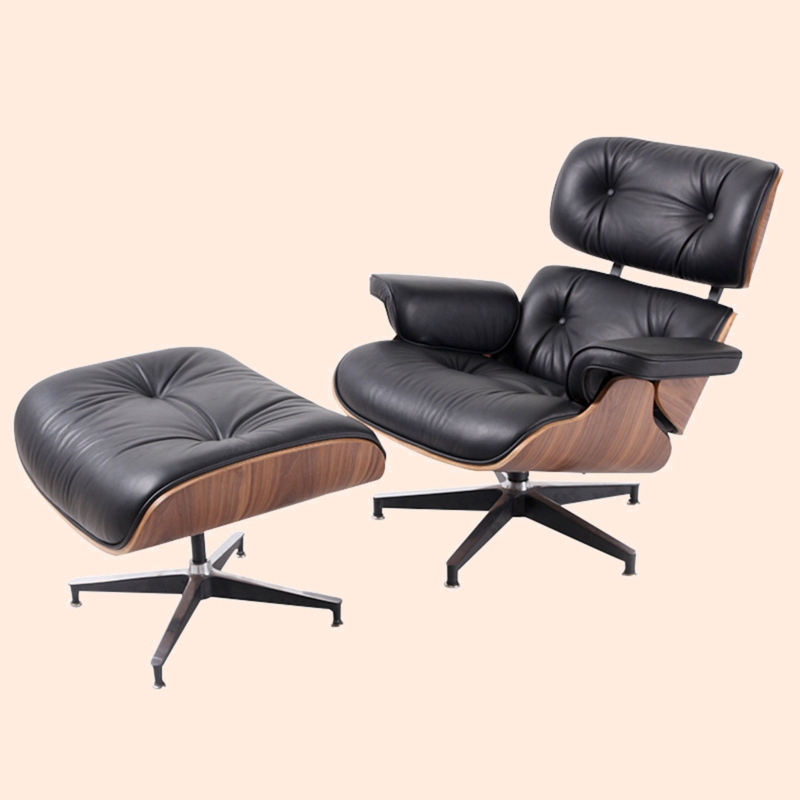 Push-Back Linen Chaise Lounge Chair