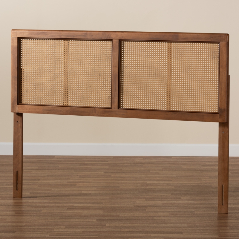 Vintage Wood and Rattan Headboard