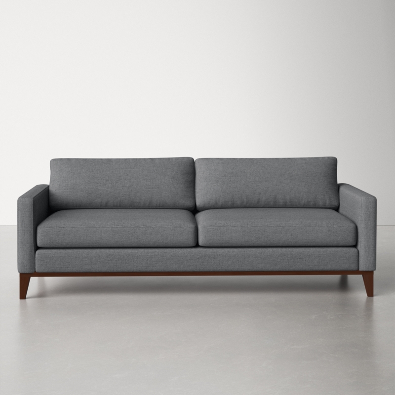 Classic Chenille Sofa with Walnut Finish