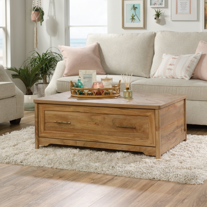Coastal-Inspired Herringbone Coffee Table