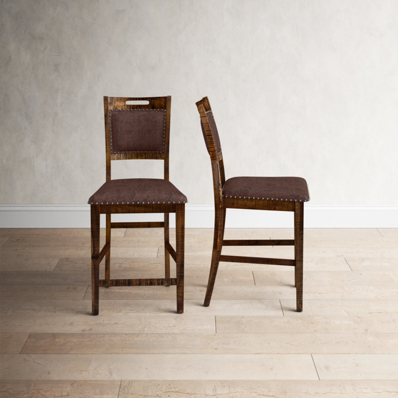 Rustic Acacia Wood Bar Stool