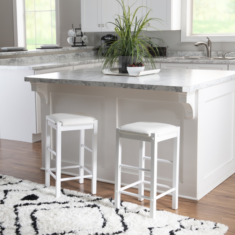Backless Counter Height Stools with Faux Leather Upholstery (Set of 2)