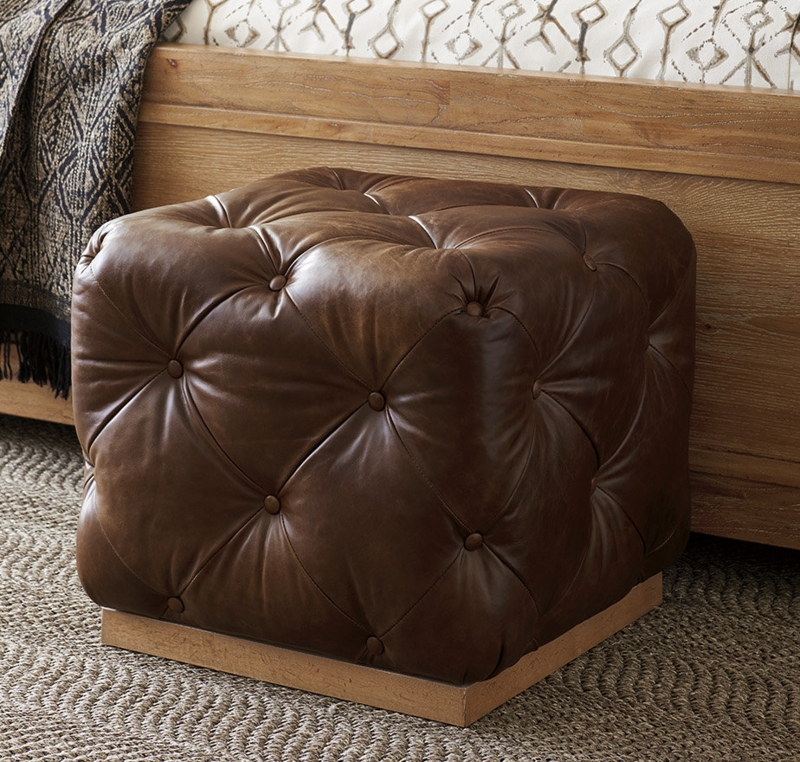 Wire-Brushed Knotty Oak Ottoman