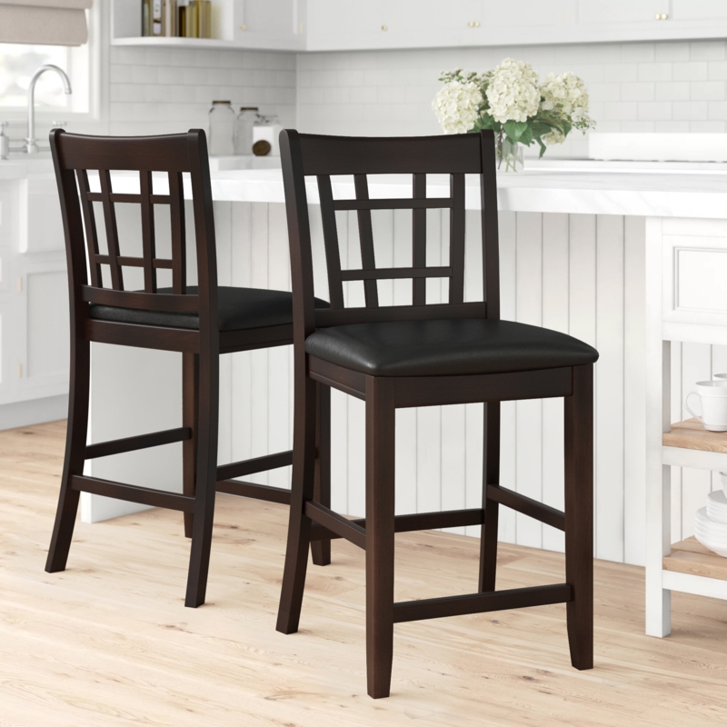 Sleek 24" Bar Stool with Slatted Back
