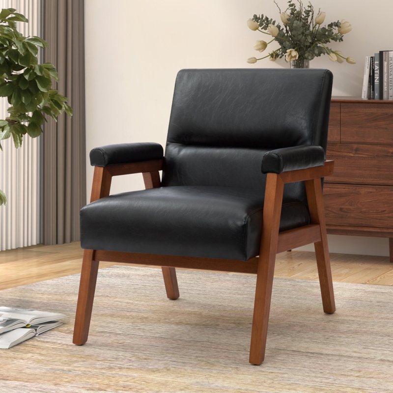 Mid-Century Modern Armchair with Solid Wood Frame