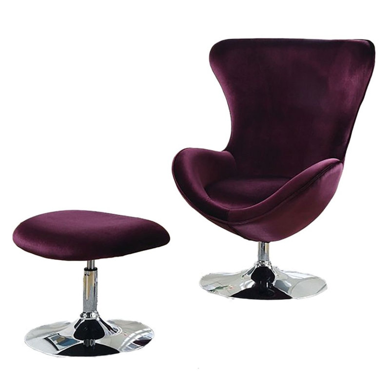 Gray Scoop Accent Chair and Ottoman Set