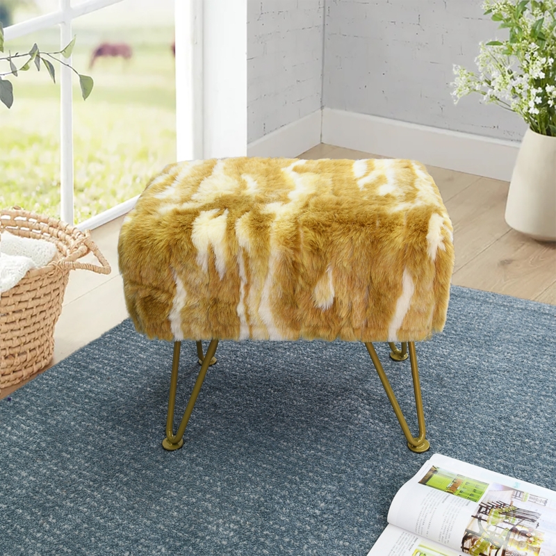 Stylish Faux Fur Accent Stool