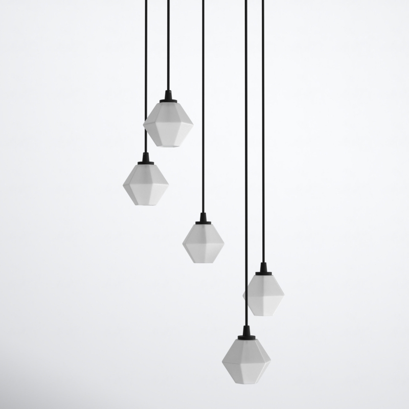 Customizable 5-Light Chandelier with Hexagon Glass Shades