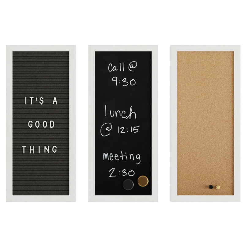 Cork Board, Chalk Board, and Letter Board Set