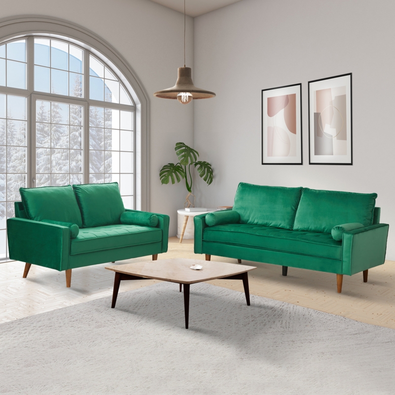 Cozy Three-Seater Sofa with Pillows