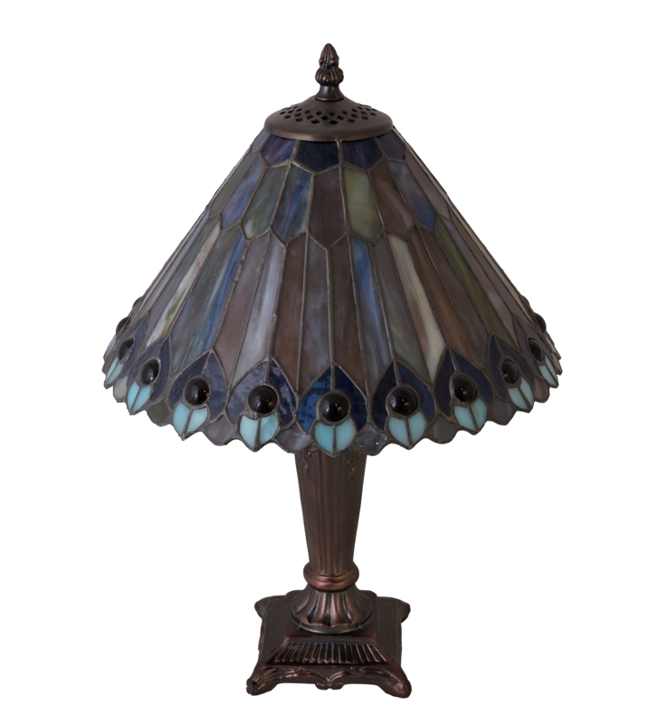 Stylized Peacock Feather Art Glass Decor