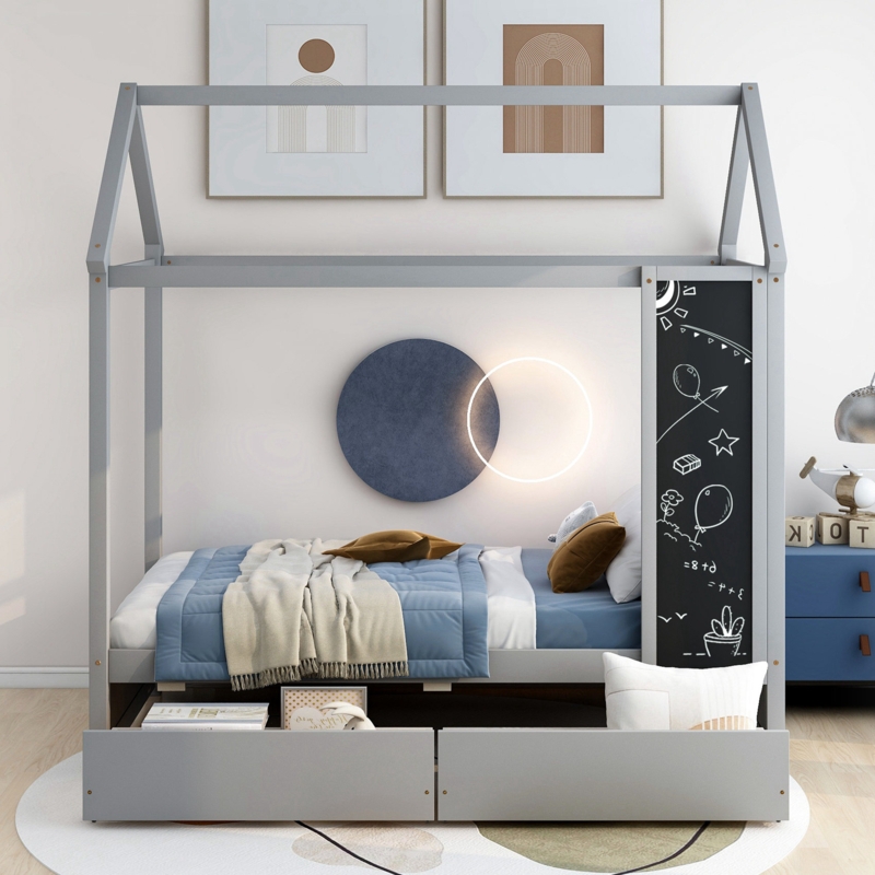 Whimsical House-Shaped Kids' Bed