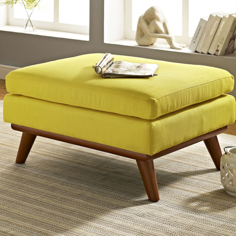 Rectangular Ottoman with Splayed Tapered Legs