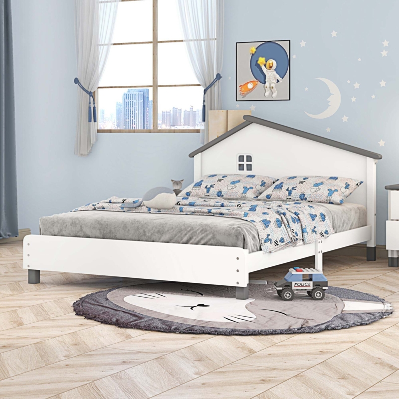 House-Shaped Platform Bed Headboard