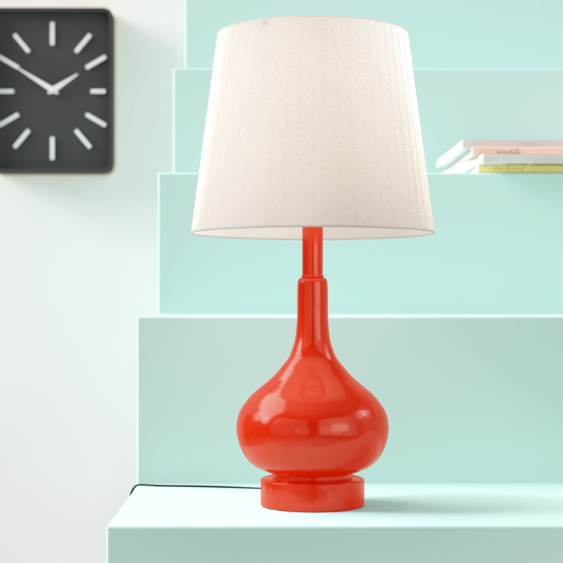Colorful Gourd Glass Table Lamp with Cotton Shade