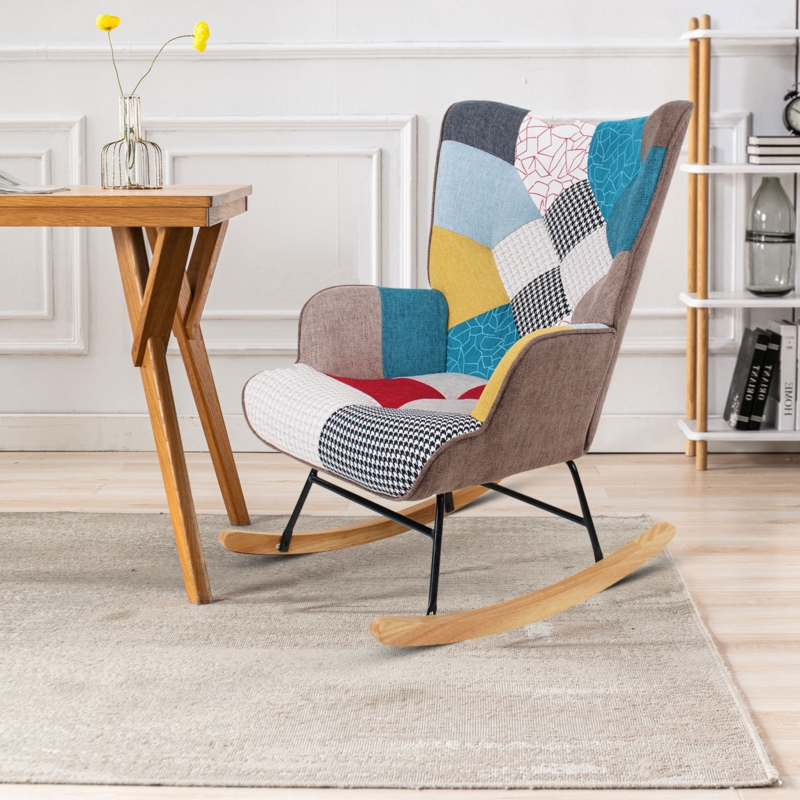 Comfortable Wood & Metal Rocking Chair