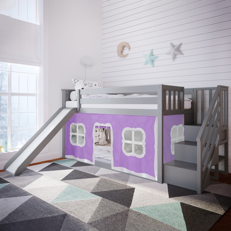 Twin-Over-Twin Bunk Bed with Slide and Stairs