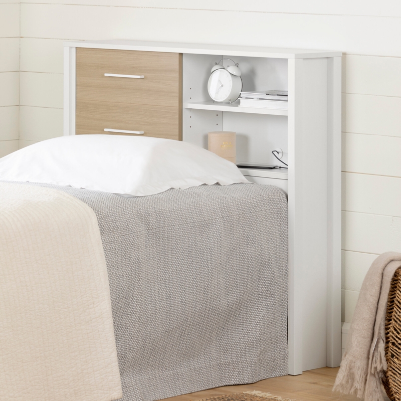 Bookcase Headboard with Sliding Door