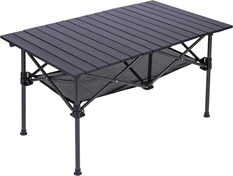 Foldable Aluminum Table with Storage Basket