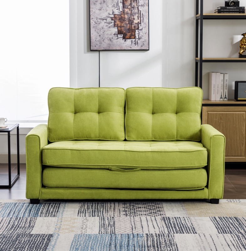 Loveseat Sofa with Pull-Out Bed and Side Pocket