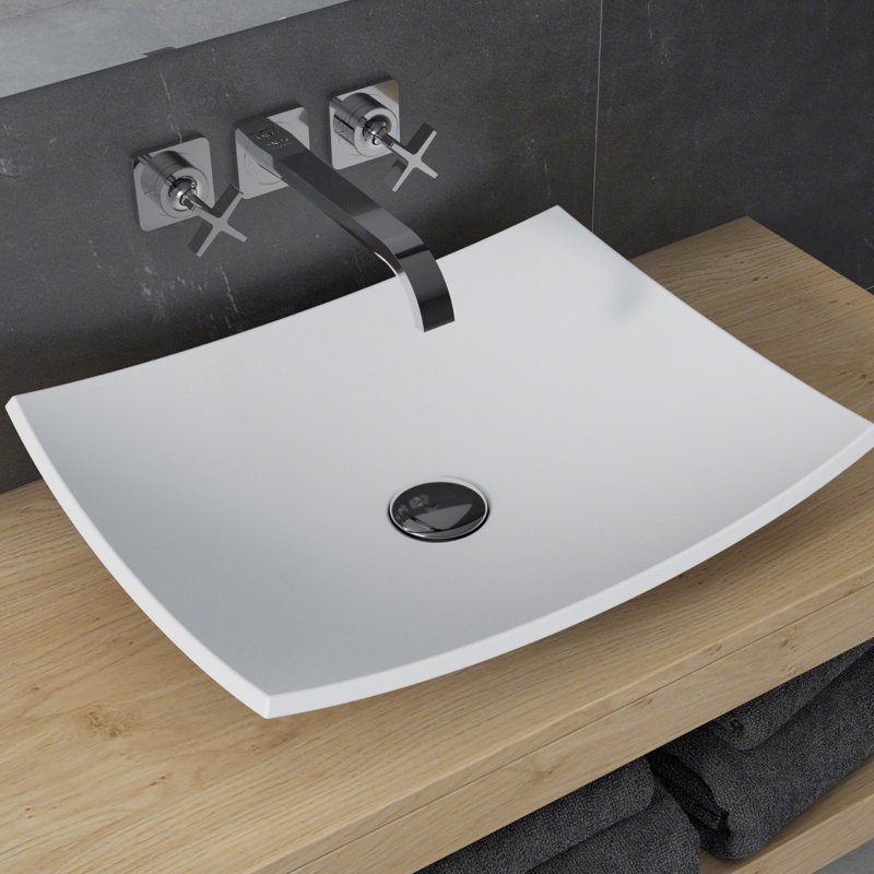 Rectangular Vessel Bathroom Sink in Matte White