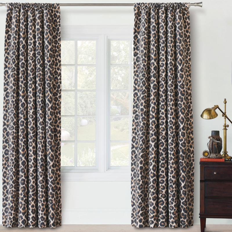 Cotton-Blend Leopard Print Curtain Panel