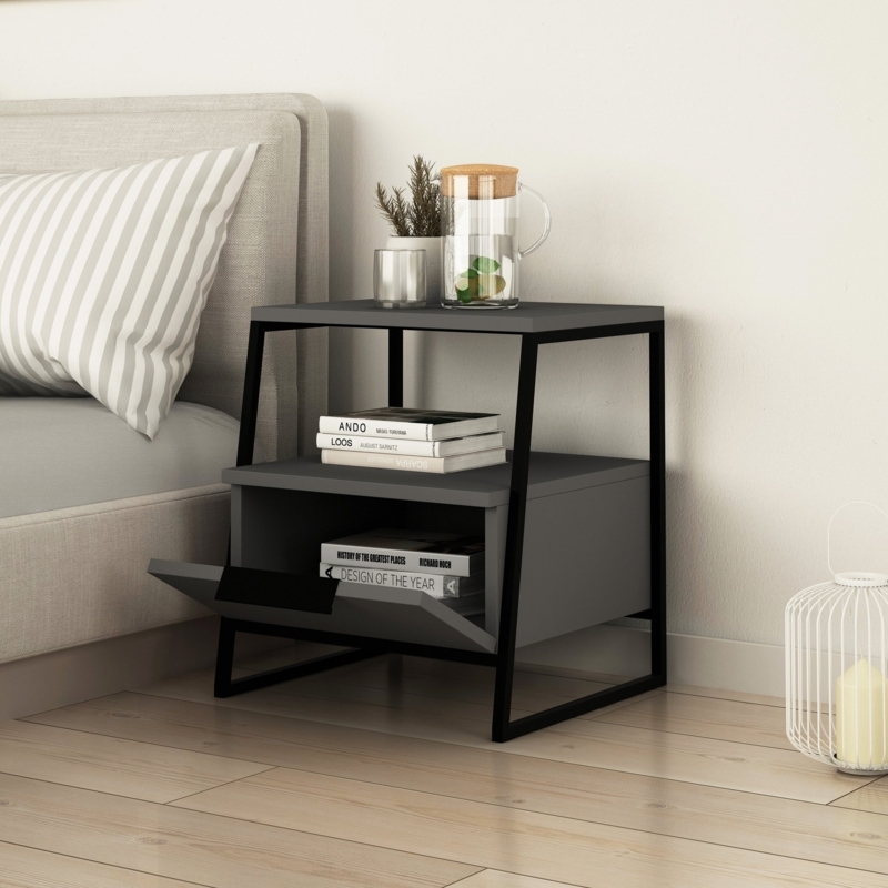 Industrial Wood and Metal Nightstand