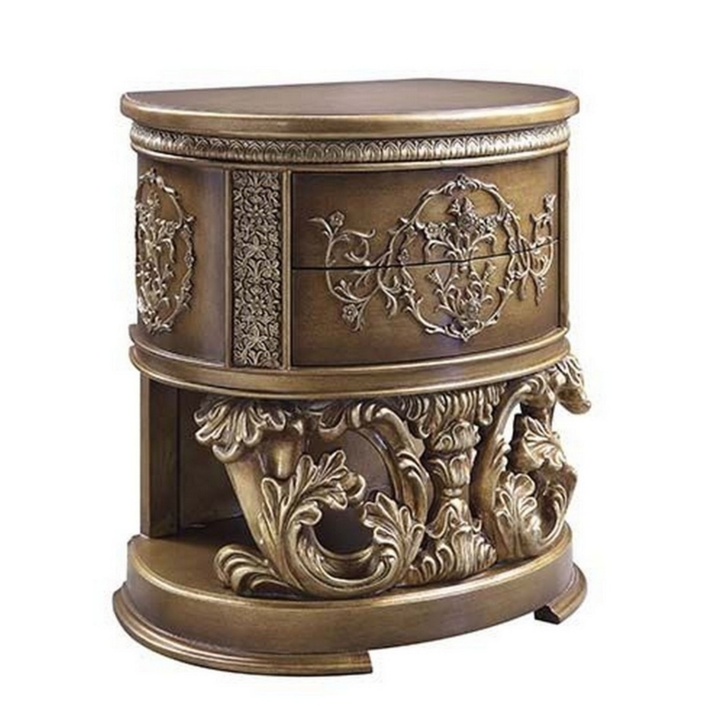 Antique Half-Moon Nightstand with Storage