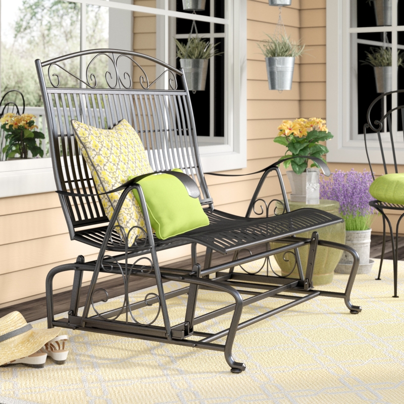 Iron Patio Glider with High Back and Deep Seat